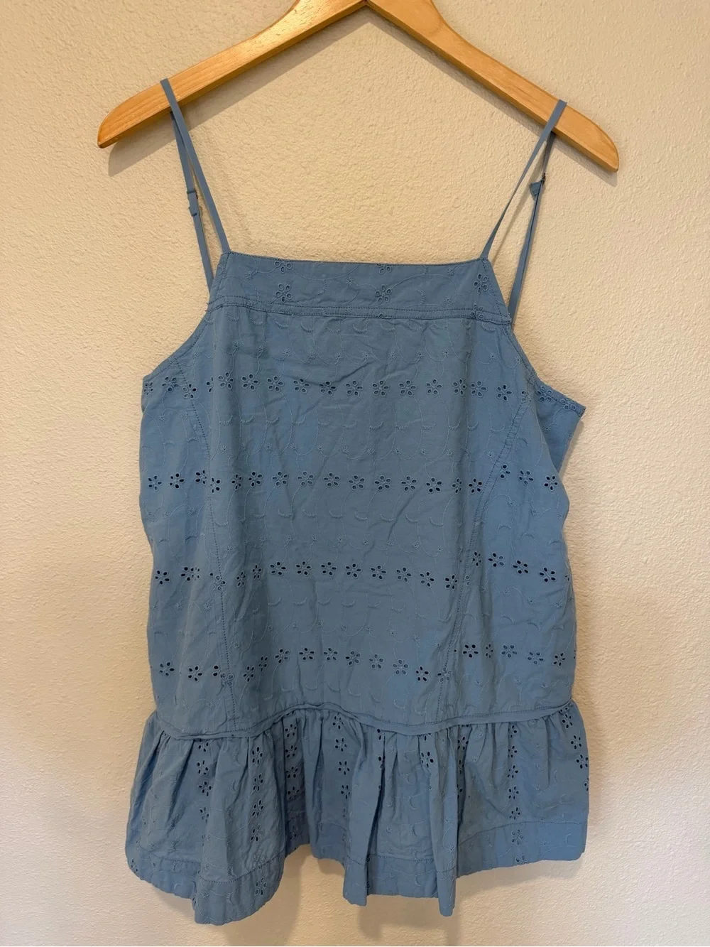 Free People Caught Up Light Blue Eyelet Cotton Tunic Minidress